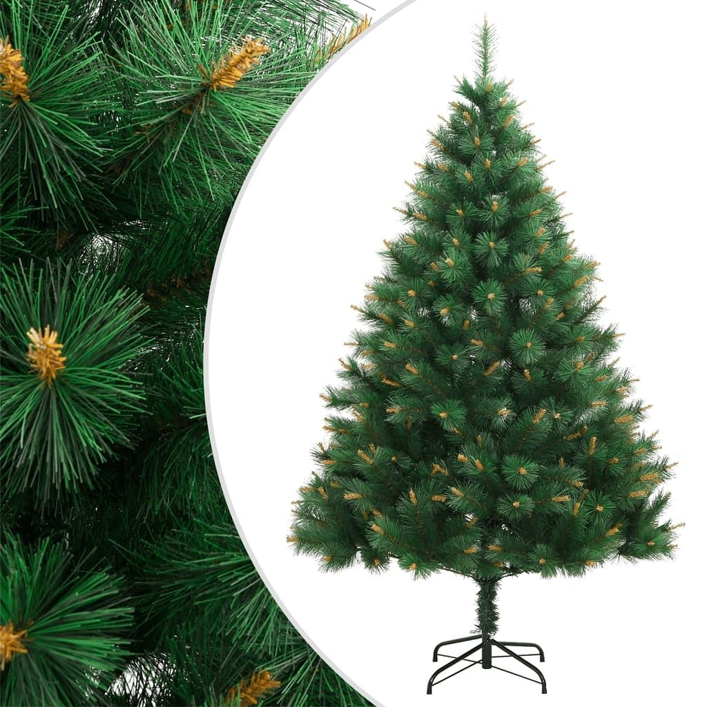 Artificial hinged christmas tree green and yellow pvc and metal