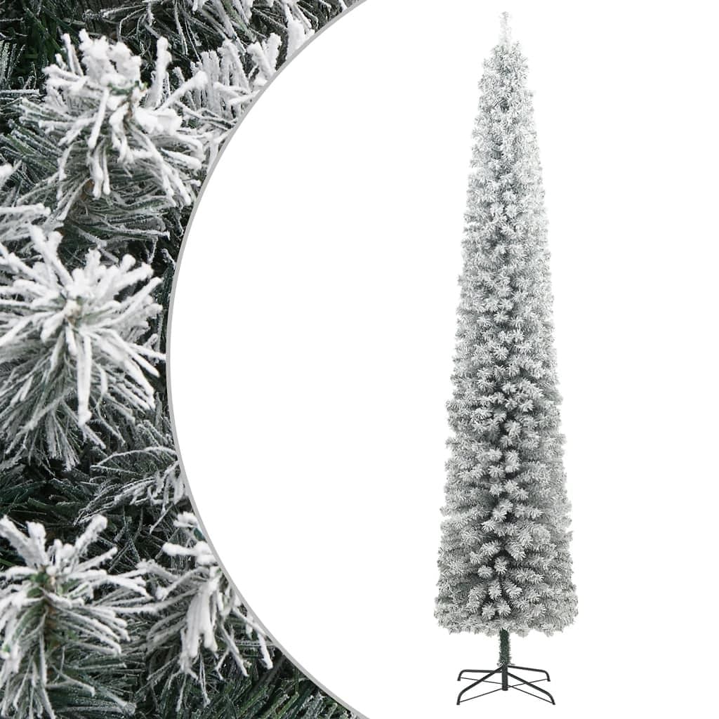 Slim christmas tree green and white pvc and metal 106.3 in