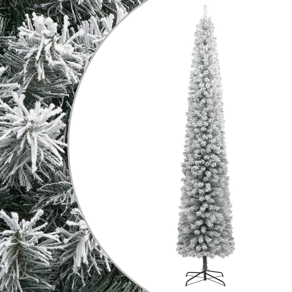 Slim christmas tree green and white pvc, metal slim