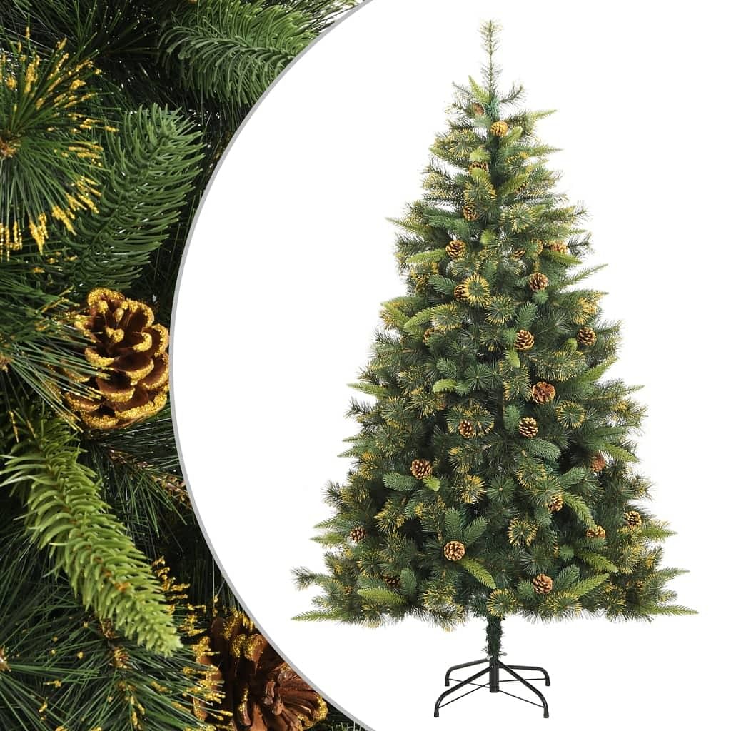 Artificial hinged christmas tree green pvc medium collapsible