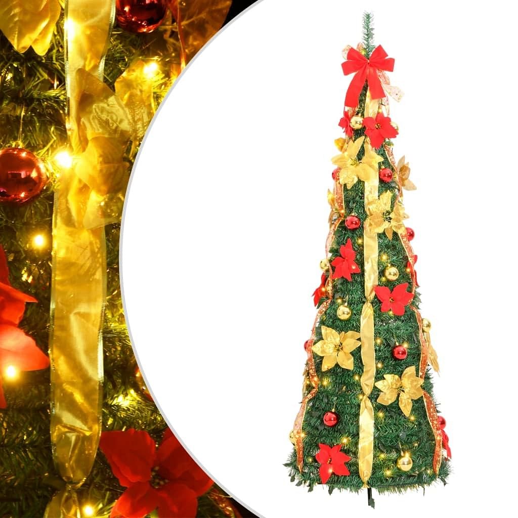 Artificial christmas tree green pvc, metal 59.1 in collapsible