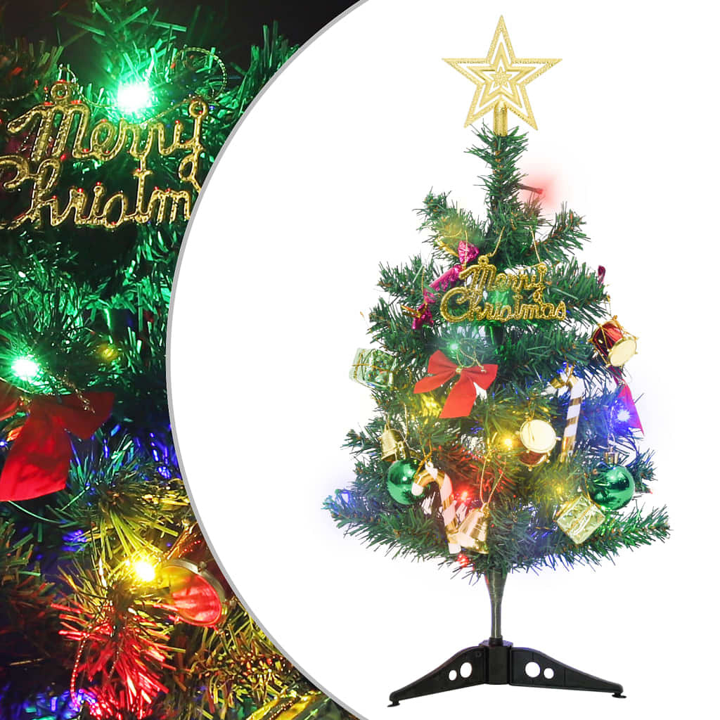 Mini artificial christmas tree green, warm white pvc, metal mini