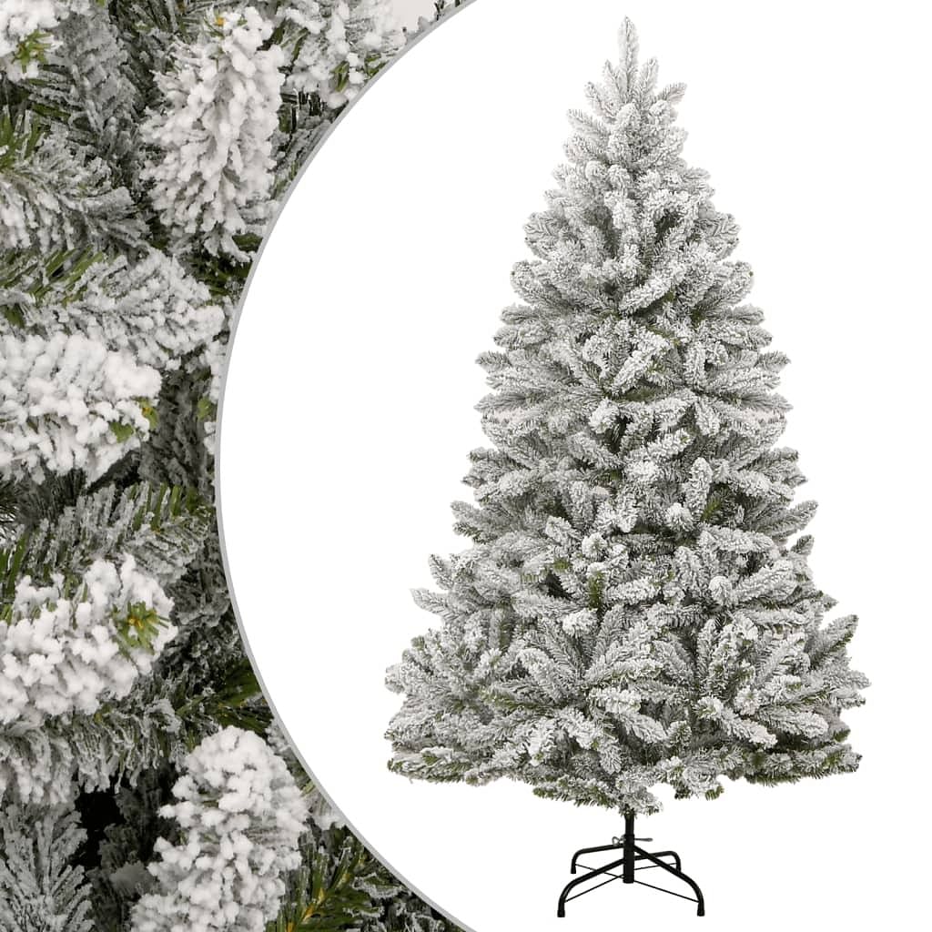 Artificial hinged christmas tree green and white pvc, metal large