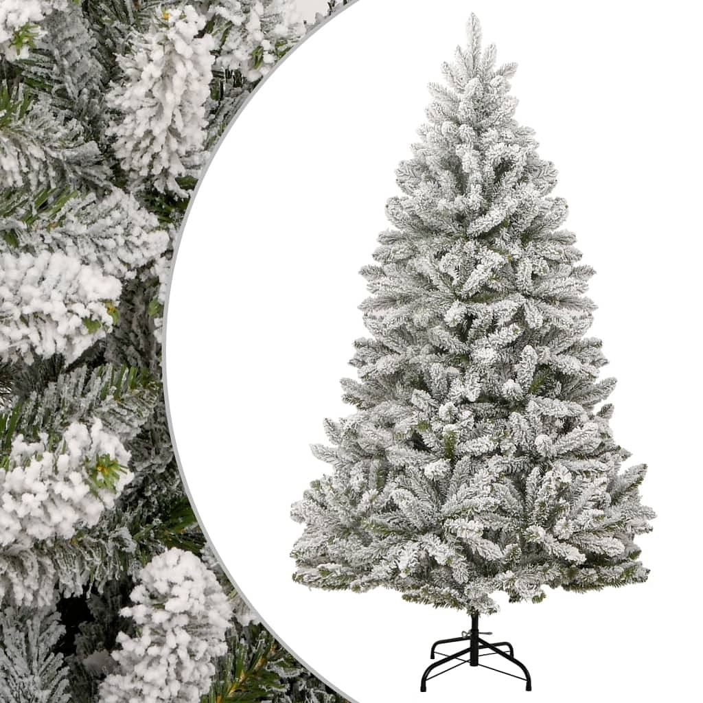 Artificial hinged christmas tree green and white pvc, metal