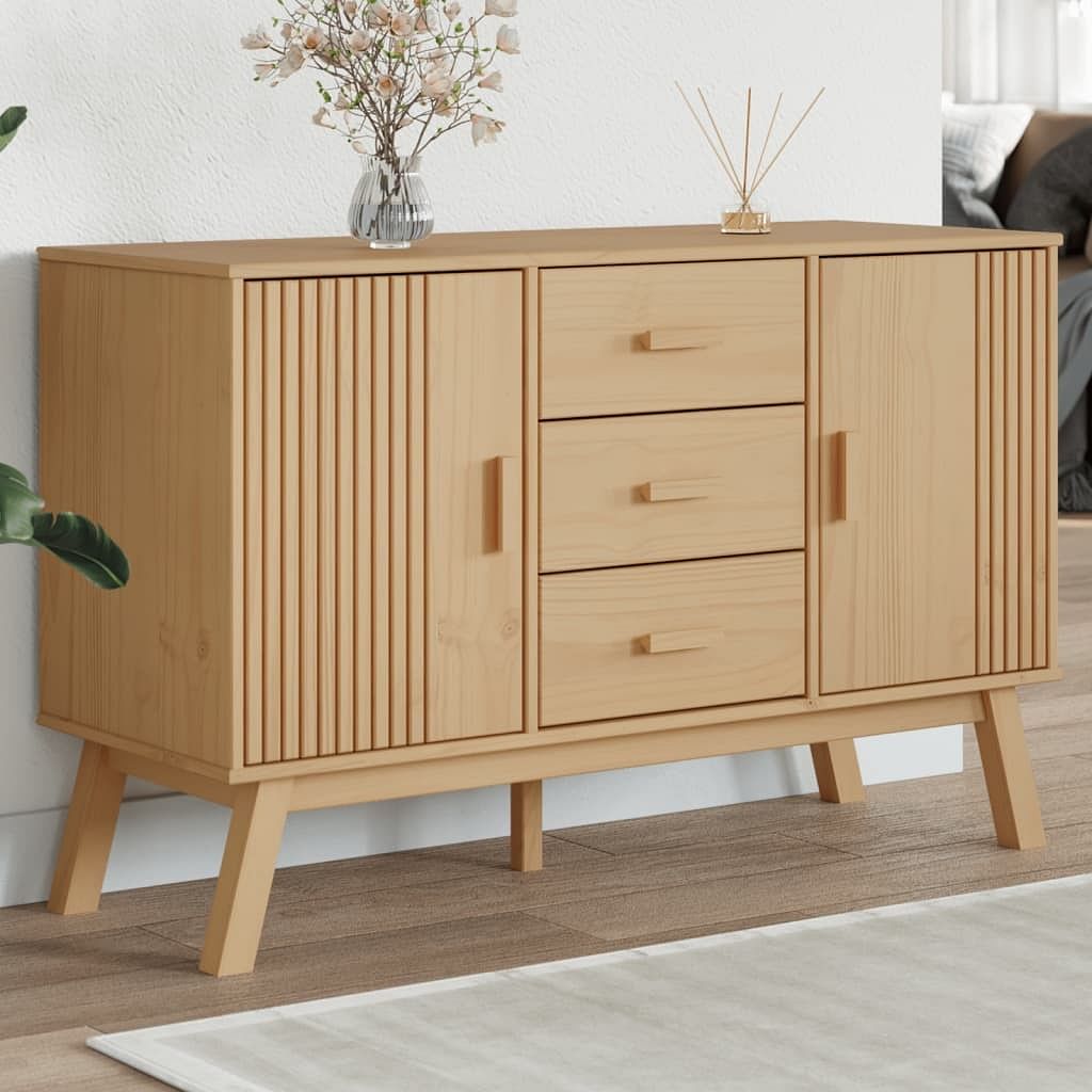 Sideboard brown solid pine wood 45 in wide sideboard sideboard