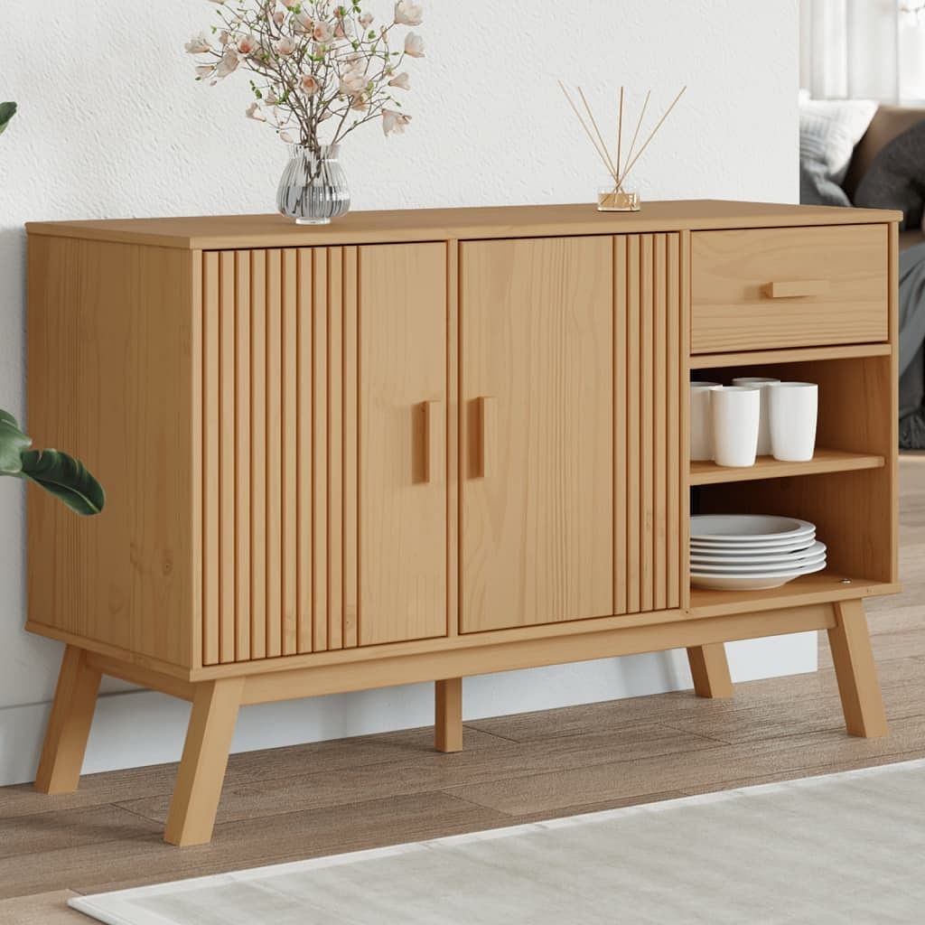 Sideboard brown solid pine wood medium sideboard rectangular