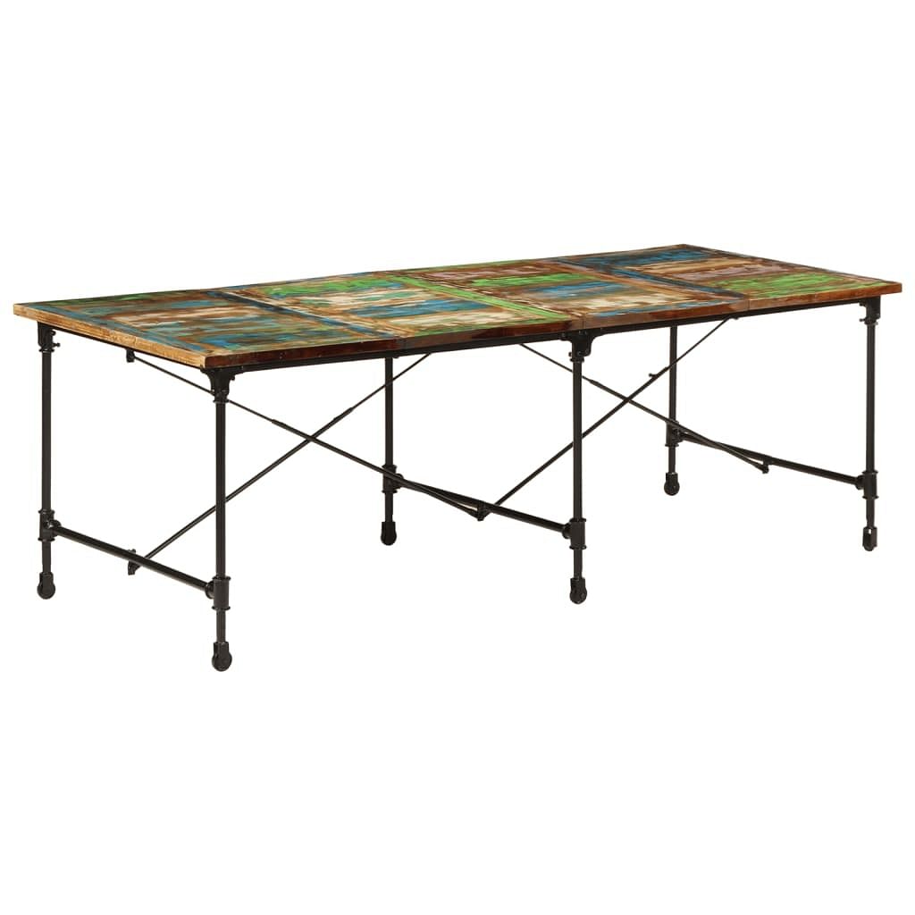 Dining table mixed colors solid reclaimed wood with metal legs