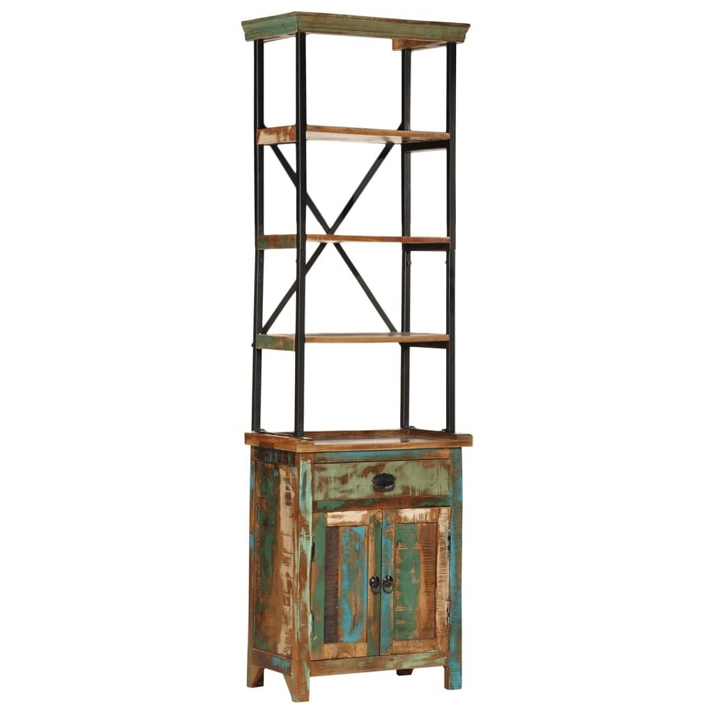 Highboard mixed solid reclaimed wood, metal highboard rectangular