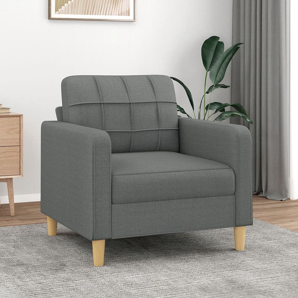Sofa chair dark grey polyester, metal, textilene, foam single
