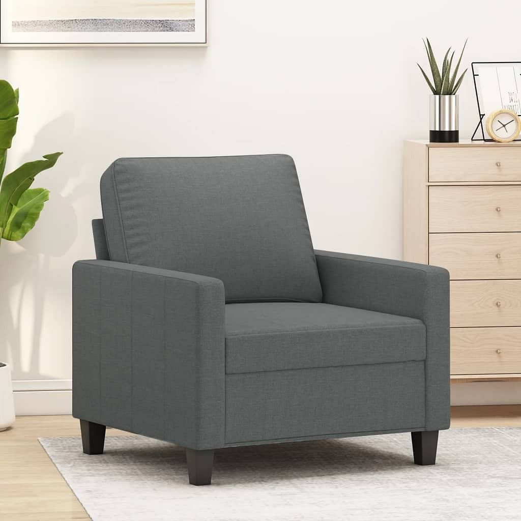 Sofa chair dark grey fabric (100% polyester), metal, textilene