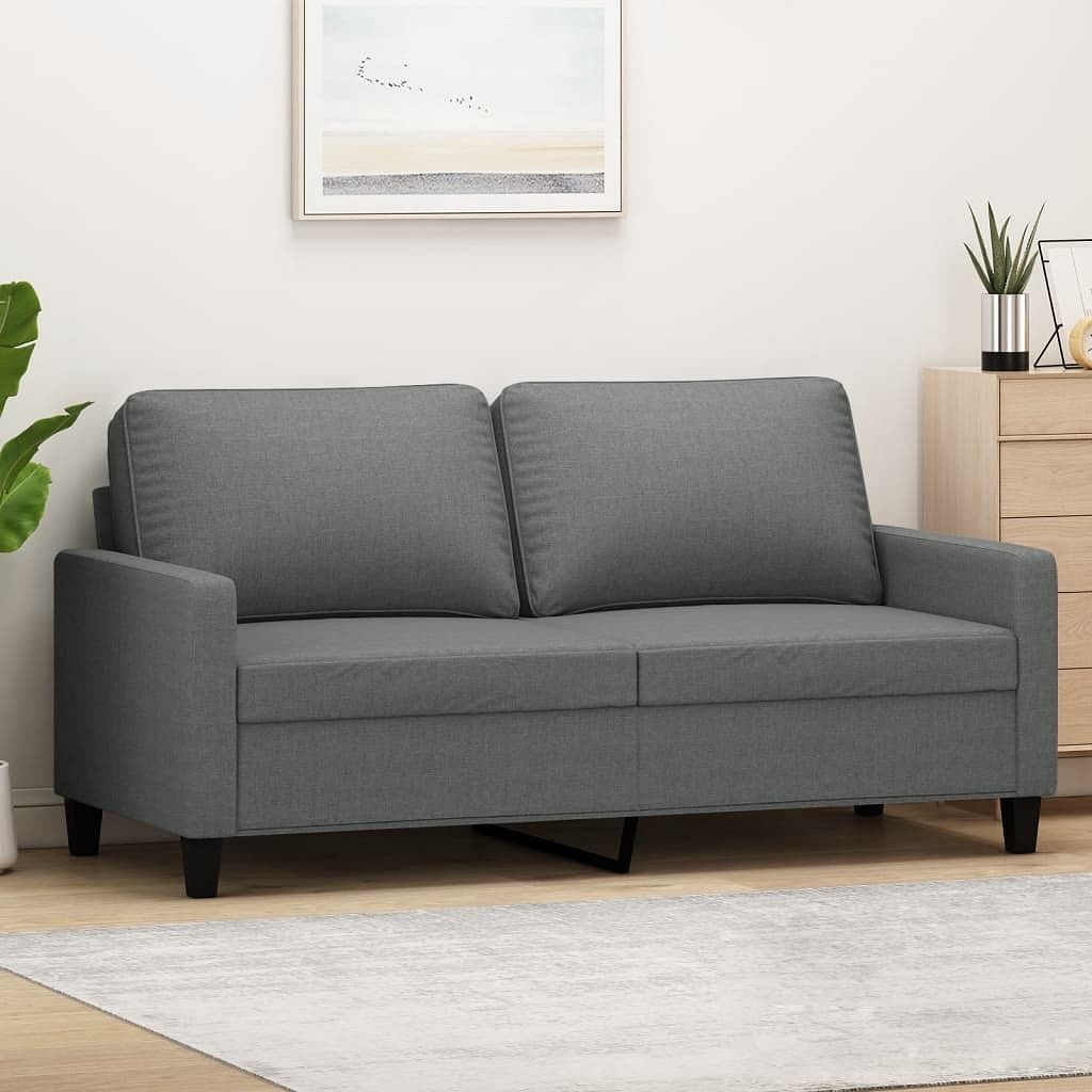 2-seater sofa dark grey fabric (100% polyester), metal, textilene