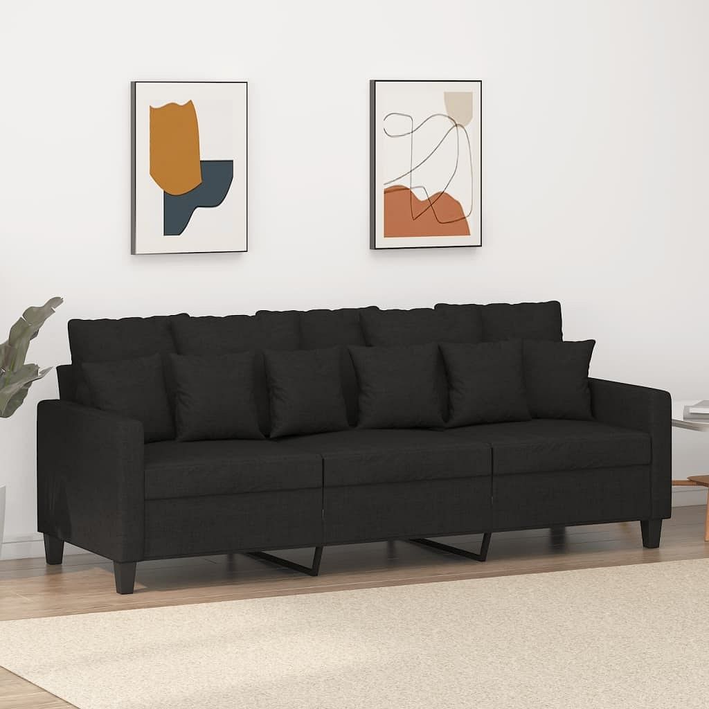3-seater sofa black 100% polyester fabric, metal, textilene