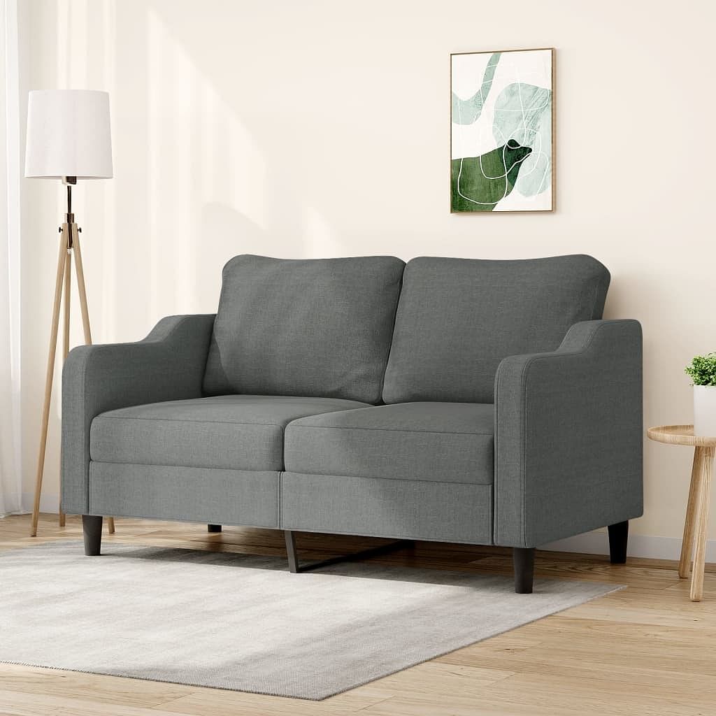 2-seater sofa dark grey 100% polyester fabric, metal, foam medium