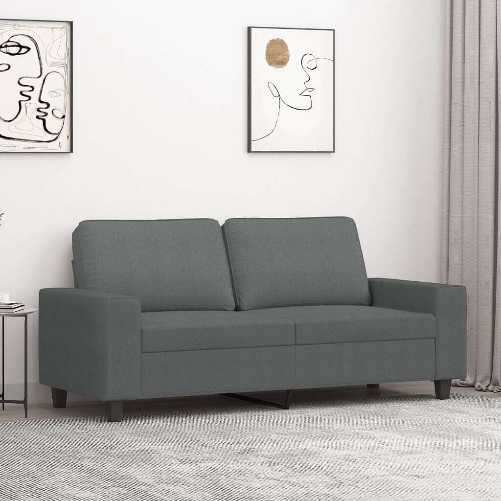 2-seater sofa dark gray polyester, metal, foam medium