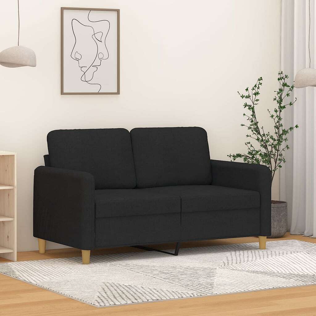 2-seater sofa black 100% polyester, metal, textilene medium