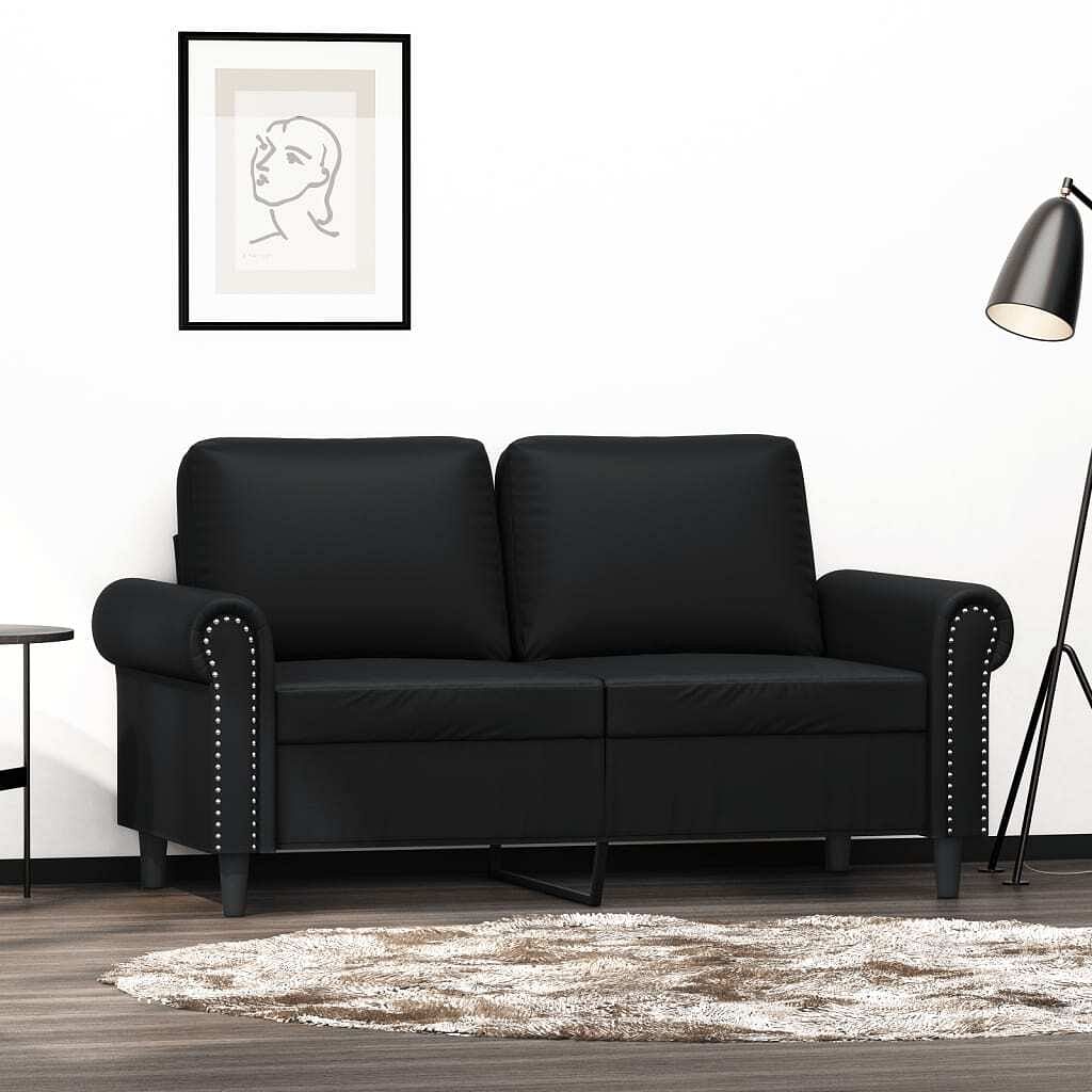 2-seater sofa black faux leather, metal, foam 2-seater durable
