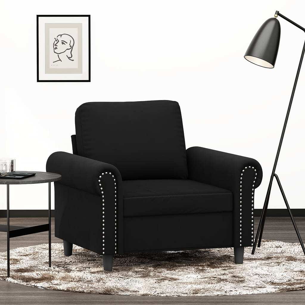Sofa chair black velvet, metal single durable armchair