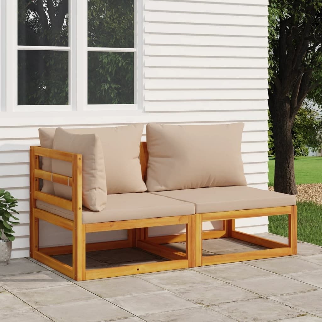 Garden sofa set taupe solid acacia wood standard modular