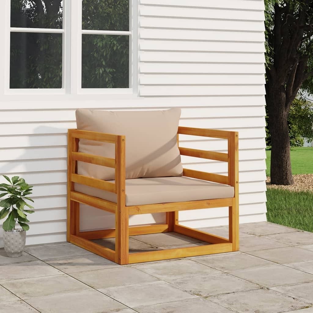 Garden chair taupe solid acacia wood medium modular