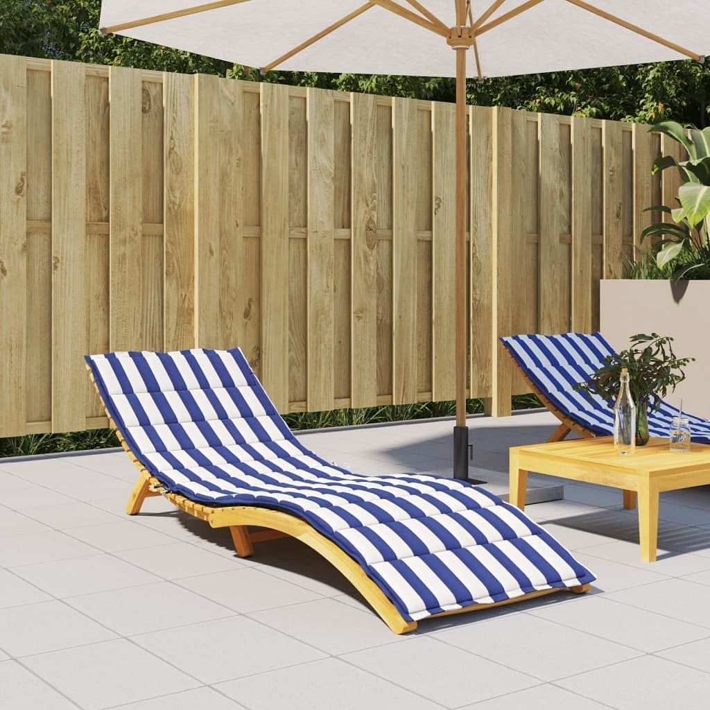 Sun lounger cushion blue and white oxford fabric (100% polyester)
