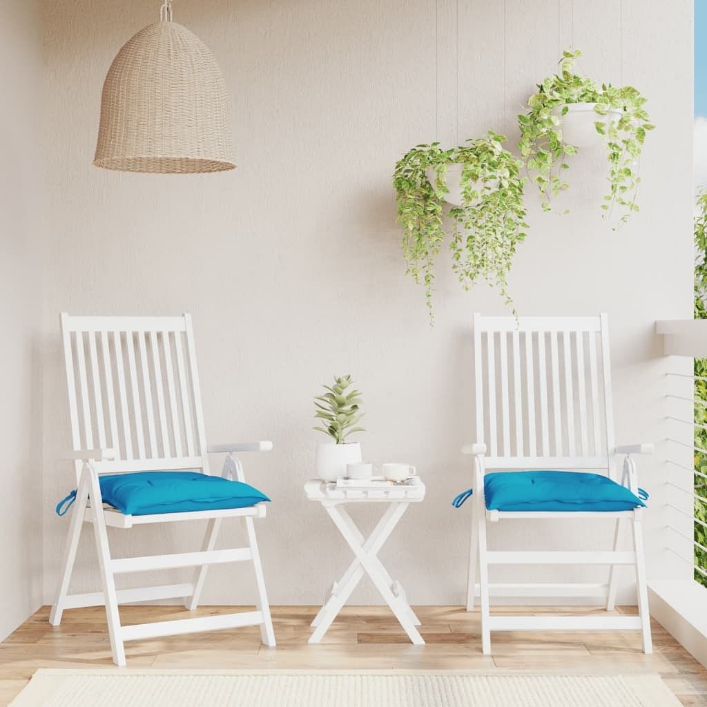 Chair cushion set of 2 light blue oxford fabric (100% polyester)