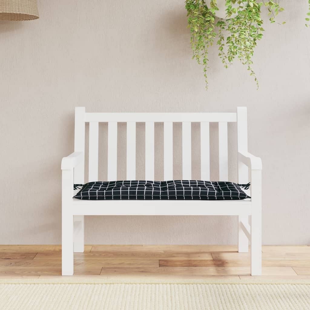 Garden bench cushion black check pattern 39.4"x19.7"x2.8" oxford fabric