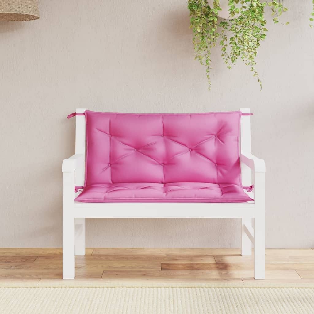 Garden bench cushion set of 2 pink polyester 39.4 x 19.7 in
