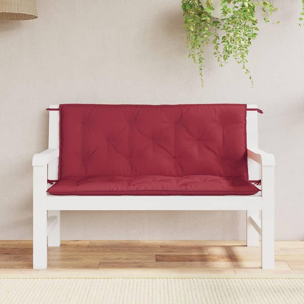 Garden bench cushion set of 2 wine red