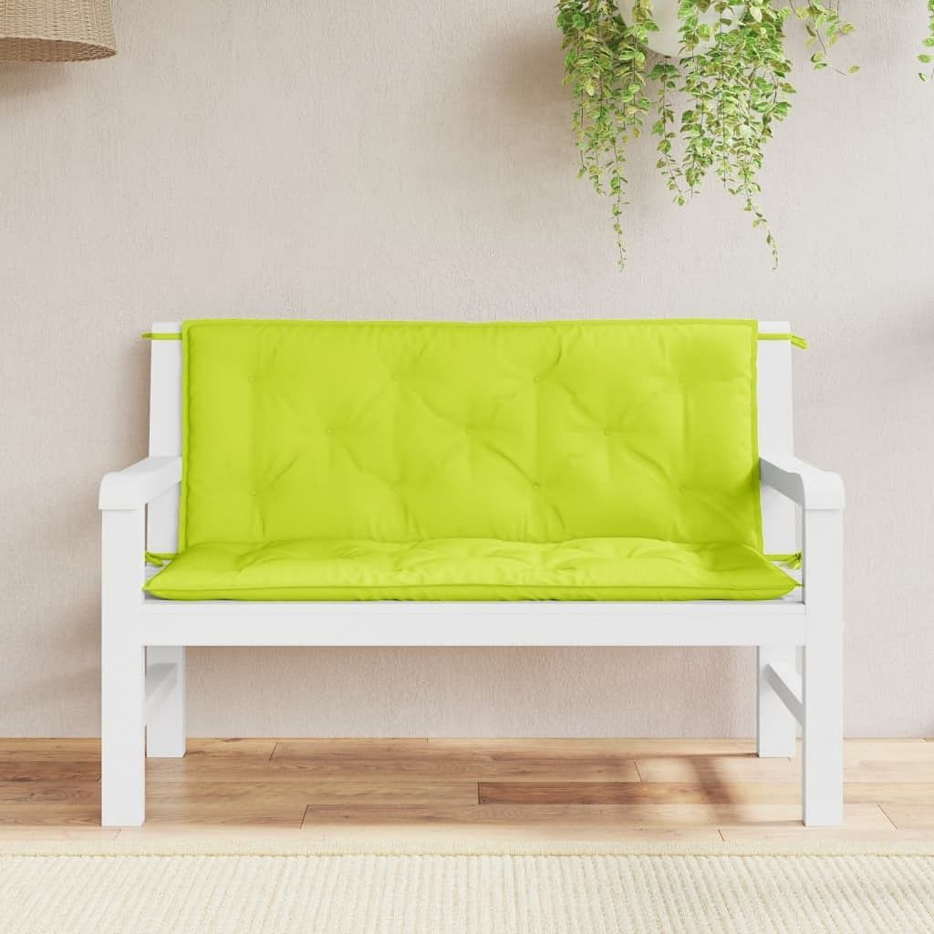 Garden bench cushion set of 2 bright green