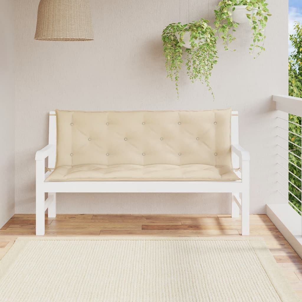 Garden bench cushion set of 2 beige oxford fabric (100% polyester)