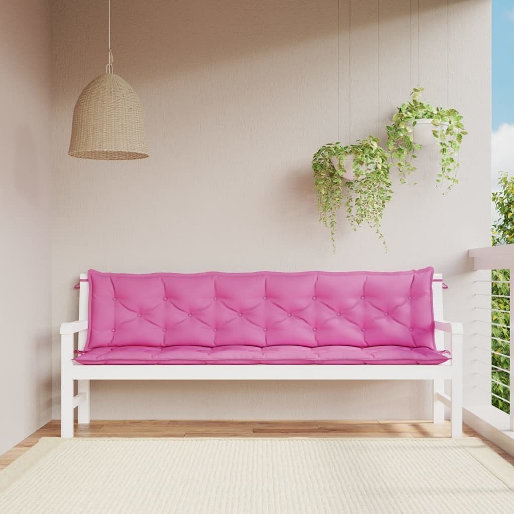 Garden bench cushion set of 2 pink 100% polyester extra long