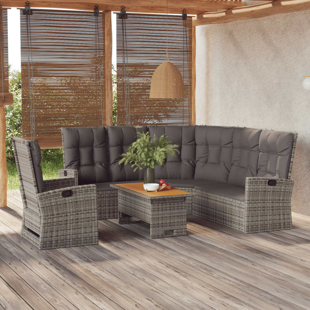 Garden lounge set grey pe rattan large garden lounge set other