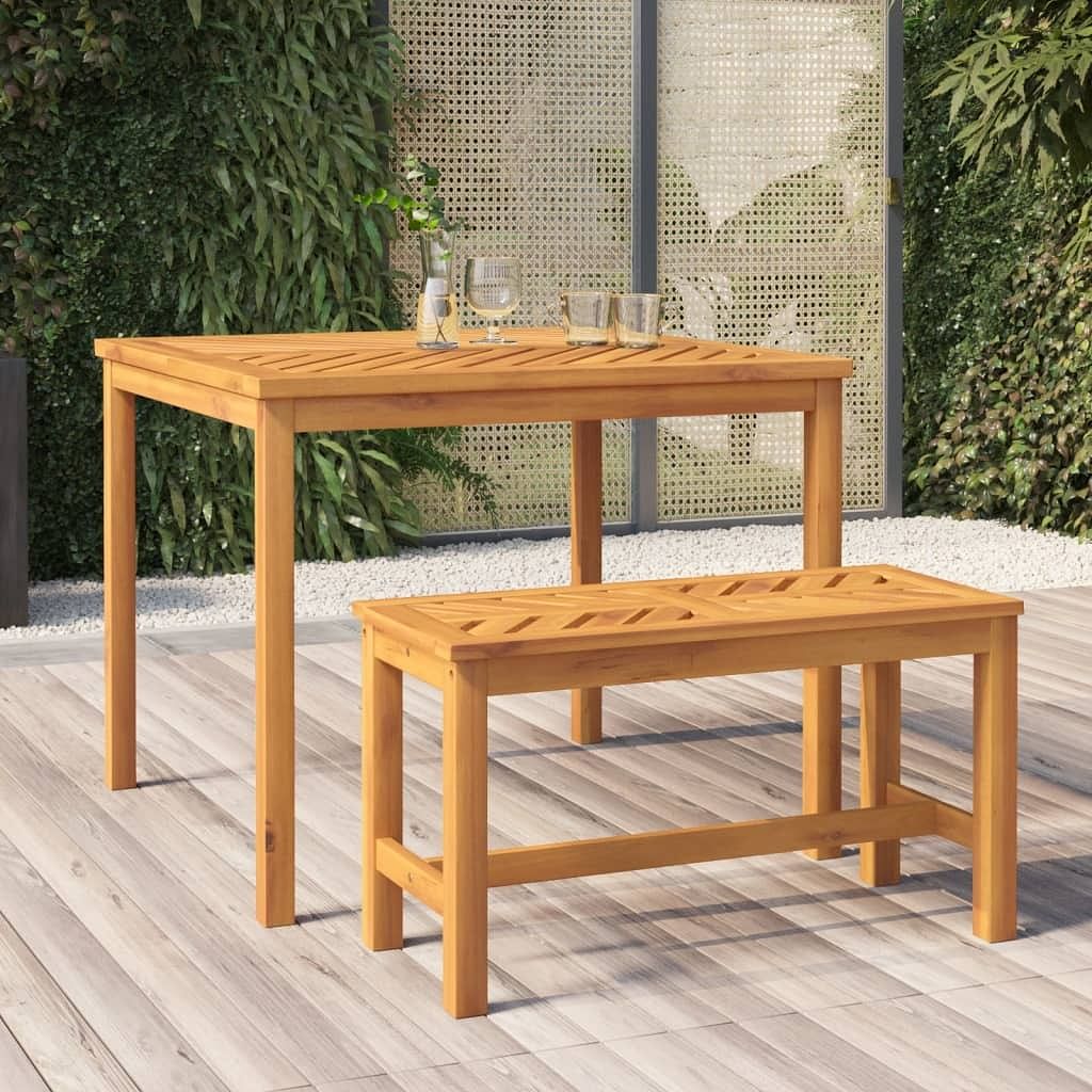 Garden dining table wood brown solid acacia wood 35.4x35.4 in