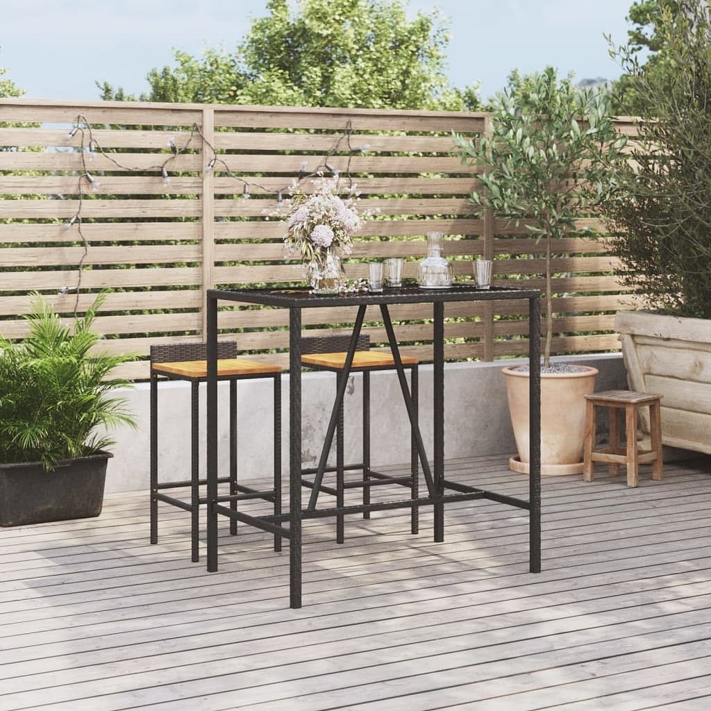 Bar table with glass top black
