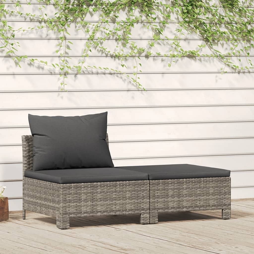 Garden lounge set gray poly rattan medium lightweight
