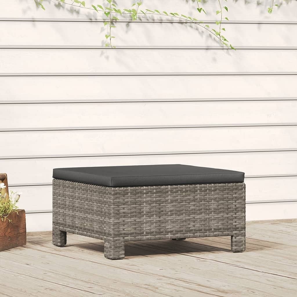 Footrest grey poly rattan, powder-coated steel