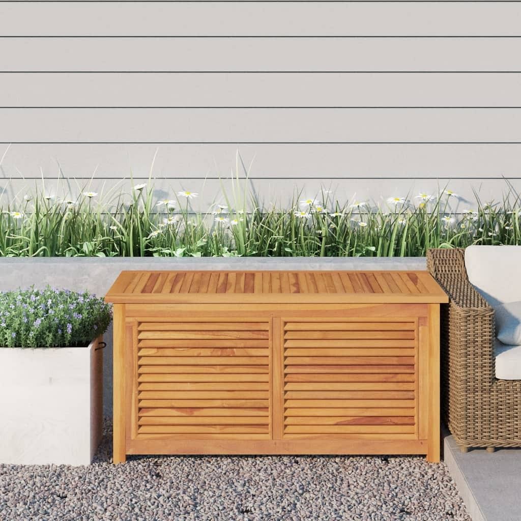 Garden storage box teak brown solid teak wood with water-based finish
