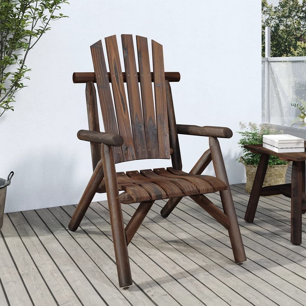 Garden chair burned wood look solid spruce wood standard durable