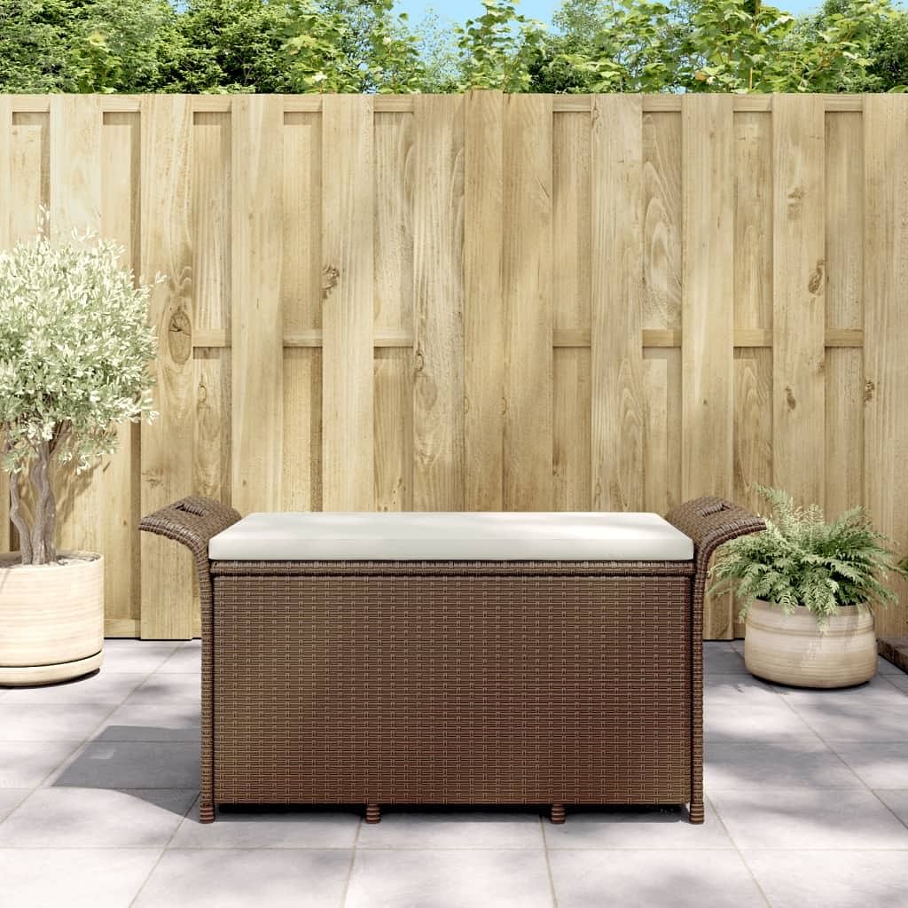 Garden bench brown polyethylene rattan 45.7 x 18.1 x 22.4 in