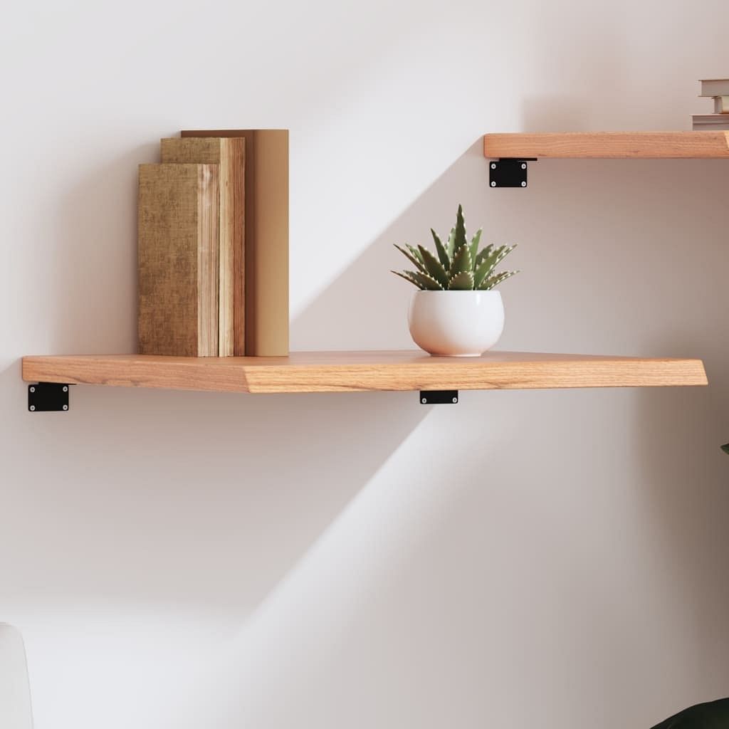 Wall shelf light brown solid oak wood with a varnish finish medium