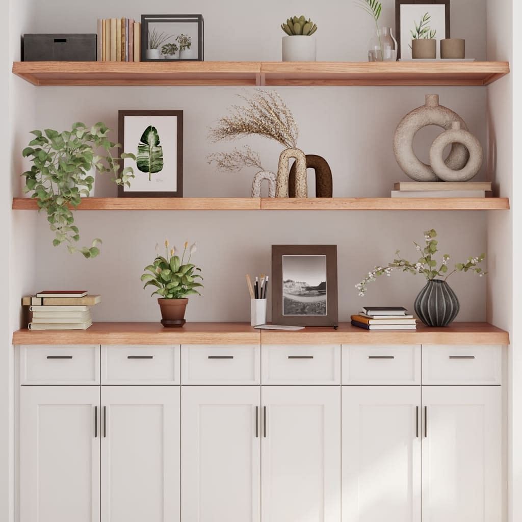Wall shelf light brown solid oak wood 63 in x 19.7 in foldable
