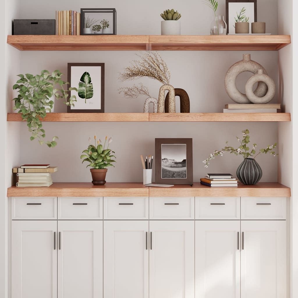 Wall shelf light brown solid oak wood large foldable wall shelf