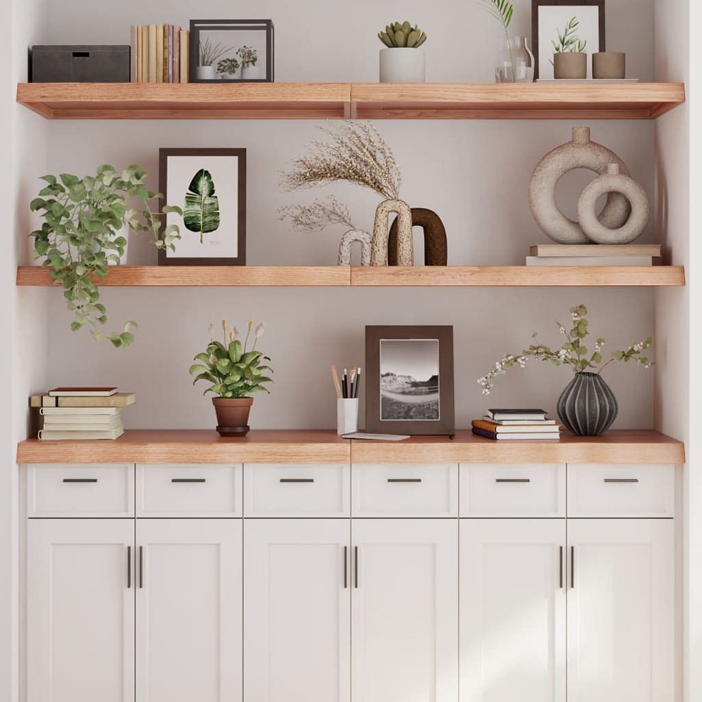 Wall shelf light brown solid oak wood 70.9 x 23.6 x foldable