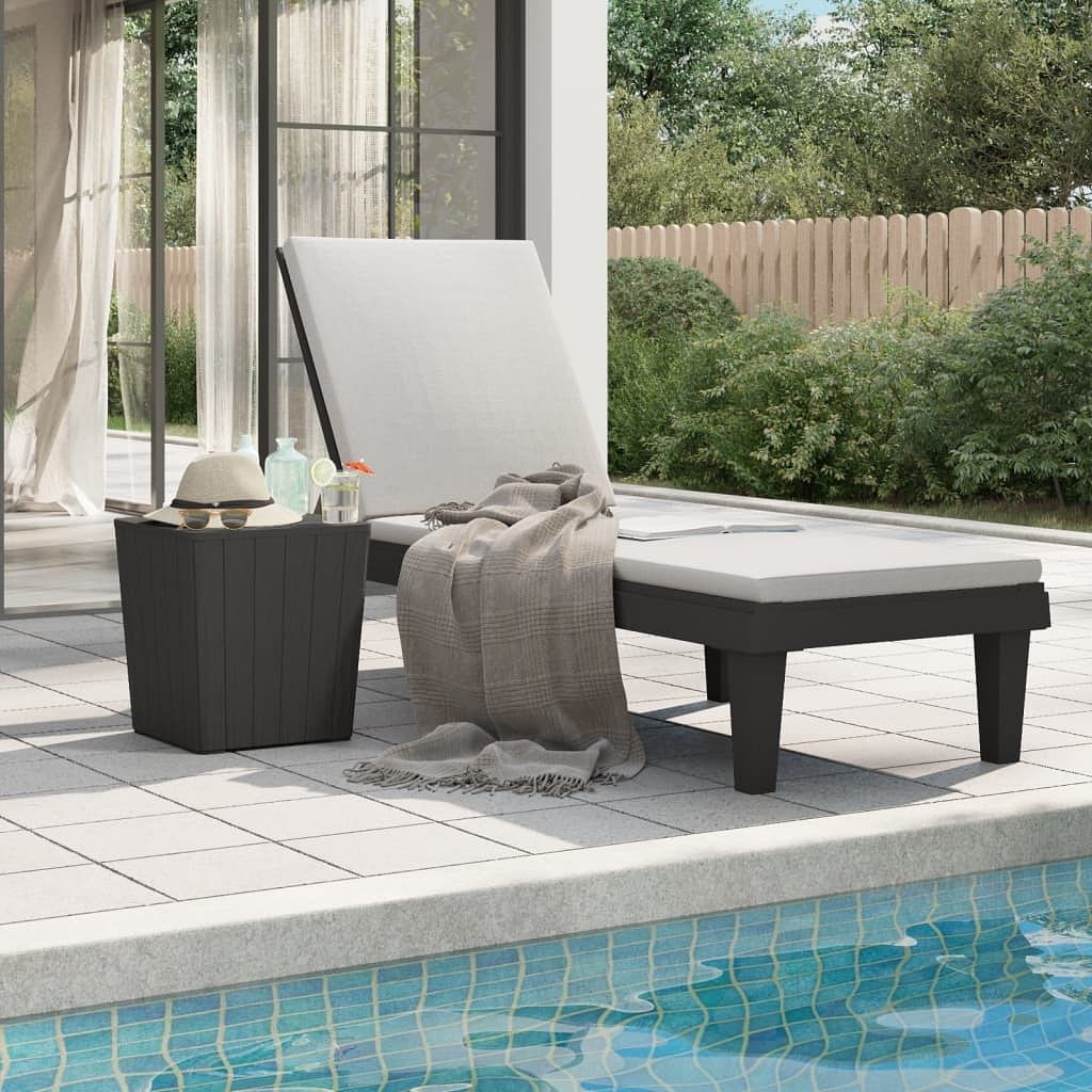 Sun lounger black polypropylene standard adjustable armrests