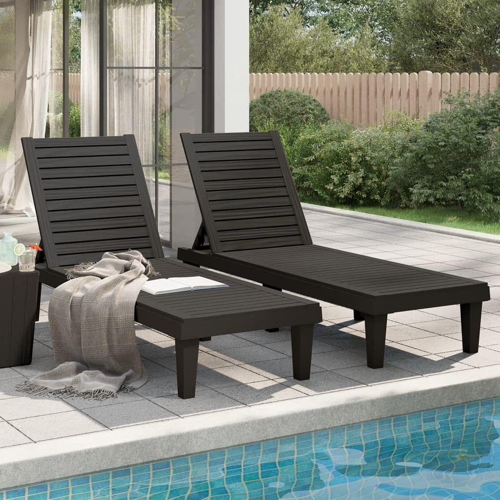 Sun lounger set of 2 black polypropylene medium modern