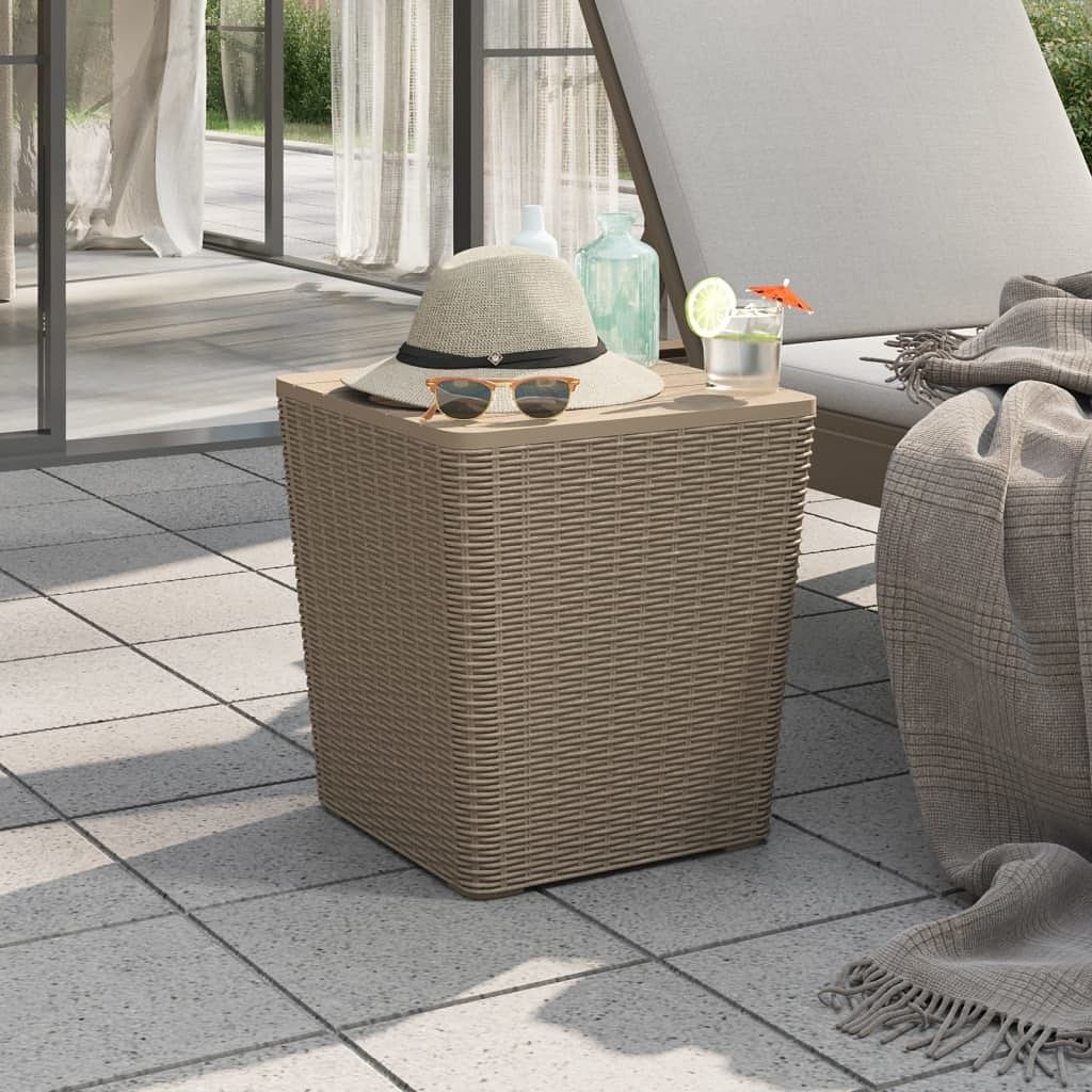 Garden table with removable lid light brown polypropylene medium