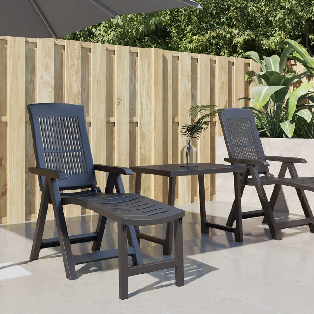 Sun lounger anthracite plastic standard foldable