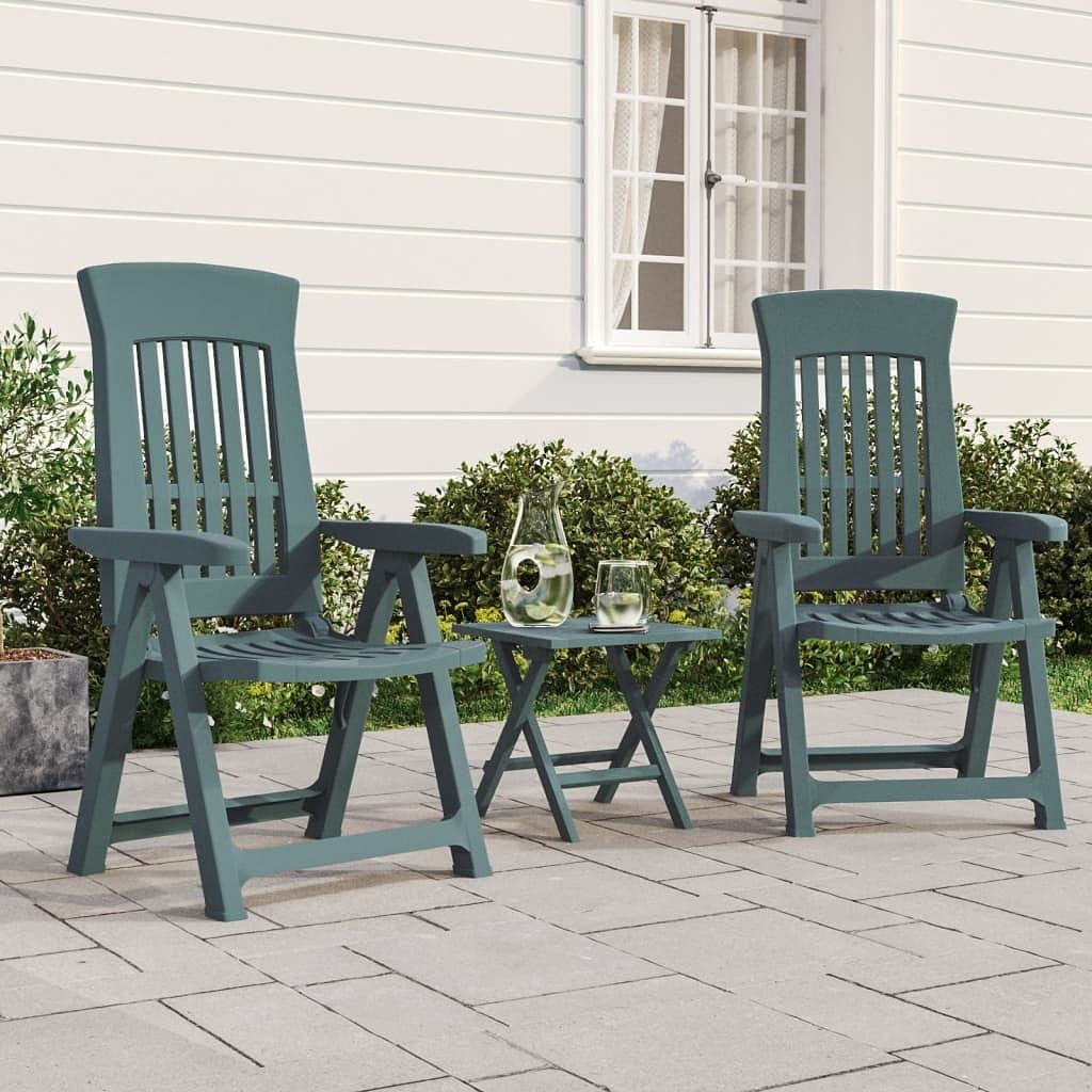 Garden reclining chair set of 2 green polypropylene (pp) medium
