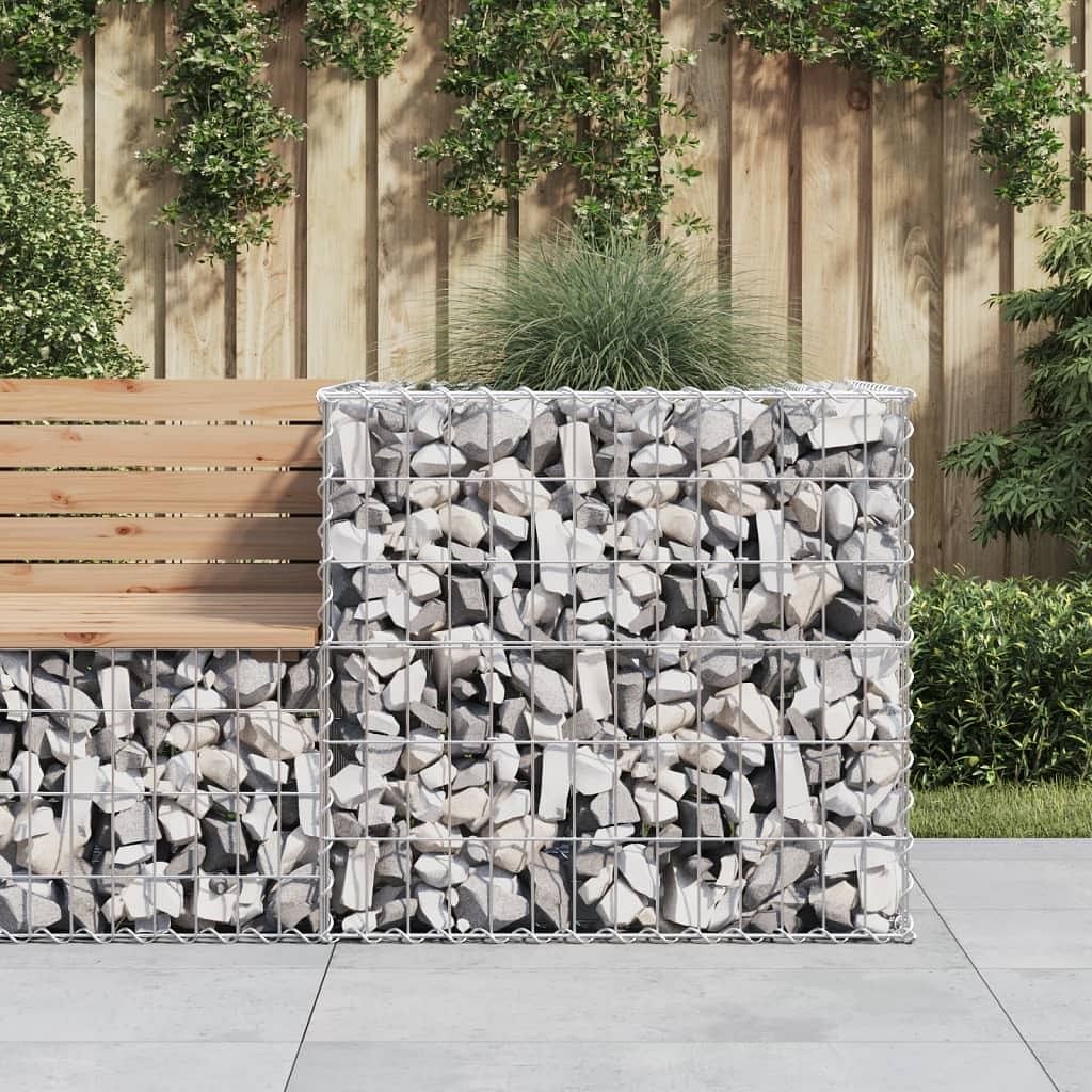 Gabion basket silver galvanized iron medium durable