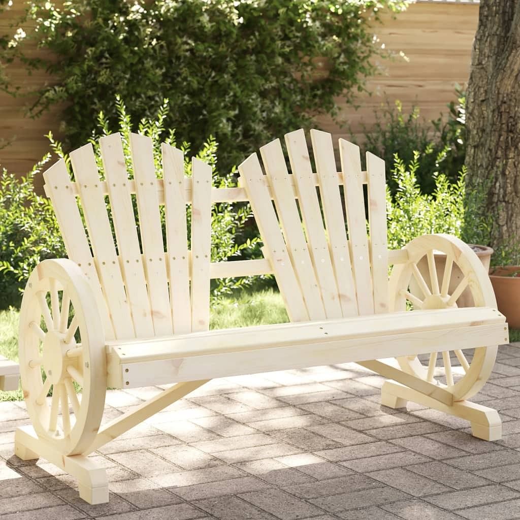Garden adirondack chair natural wood solid fir wood 2-seater